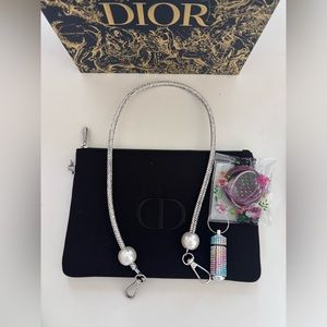 Dior Trousse Beauty Pouch with Gift blue Box + The custom added chains